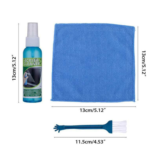 Kit de Nettoyage pour écrans (nettoyant 80ml+ chiffon microfibre + brossette)
