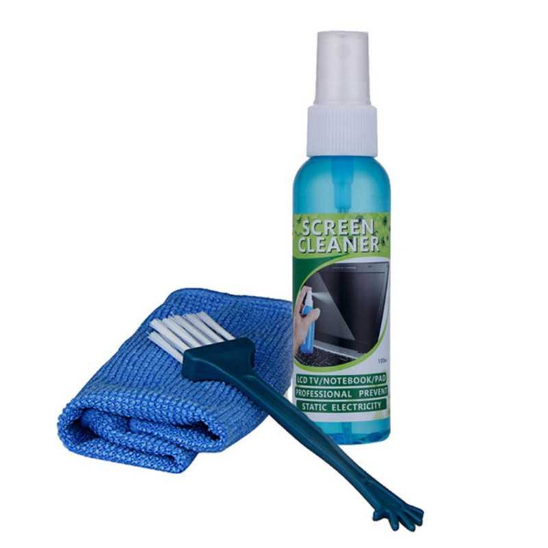 Kit de Nettoyage pour écrans (nettoyant 80ml+ chiffon microfibre + brossette)