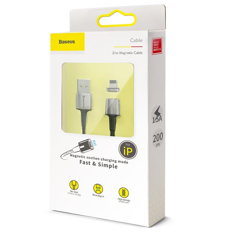 Câble Lightning Magnétique Baseus Zinc 1.5A 2M Noir (CALXC-B01)