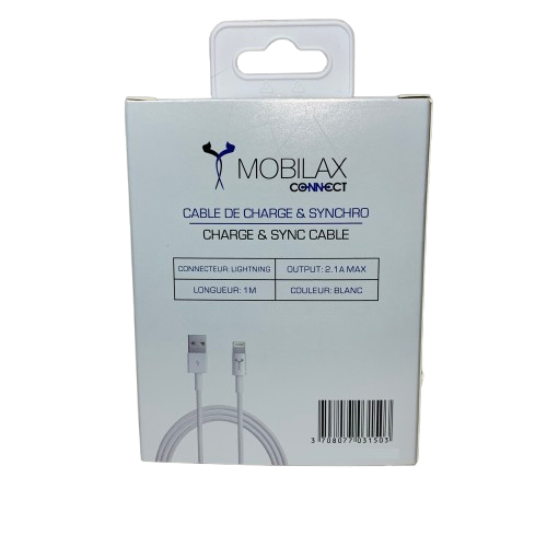 Câble Lightning pour iPhone MBX 1m Blanc
