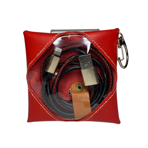 Câble Lightning aspect cuir avec pochette de rangement 1m