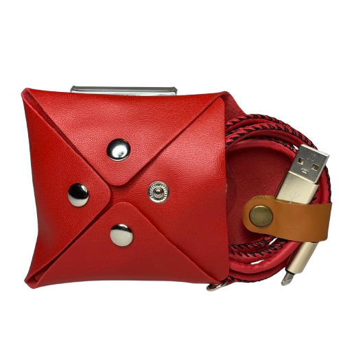 Câble Lightning aspect cuir avec pochette de rangement 1m