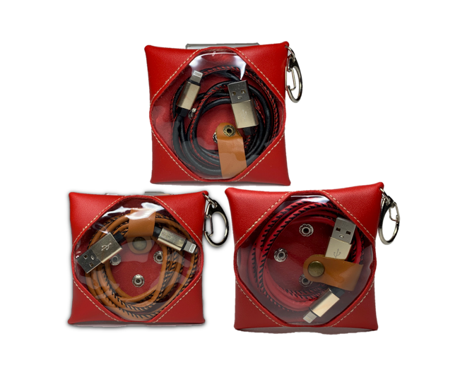 Câble Lightning aspect cuir avec pochette de rangement 1m