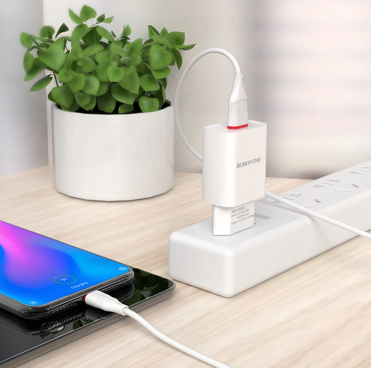 Adaptateur secteur et câble USB-C 2.1A Borofone BA20A blanc