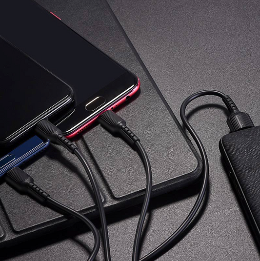 Câble 3en1 Borofone BX16 noir - Lightning - Type-C - Micro USB 1M