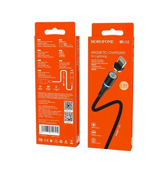 Câble Lightning Magnétique 1,2M Borofone BU16 noir