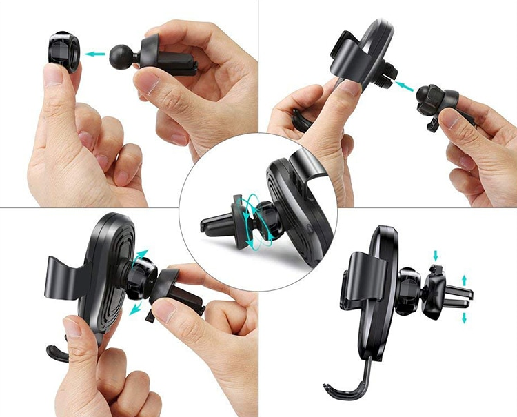 Support chargeur 10W induction QI verrouillage par gravité DEVIA