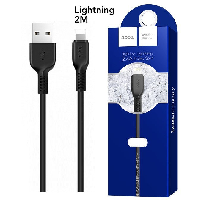 Câble Lightning 2 ou 3 mètres au choix - Hoco X20 Noir