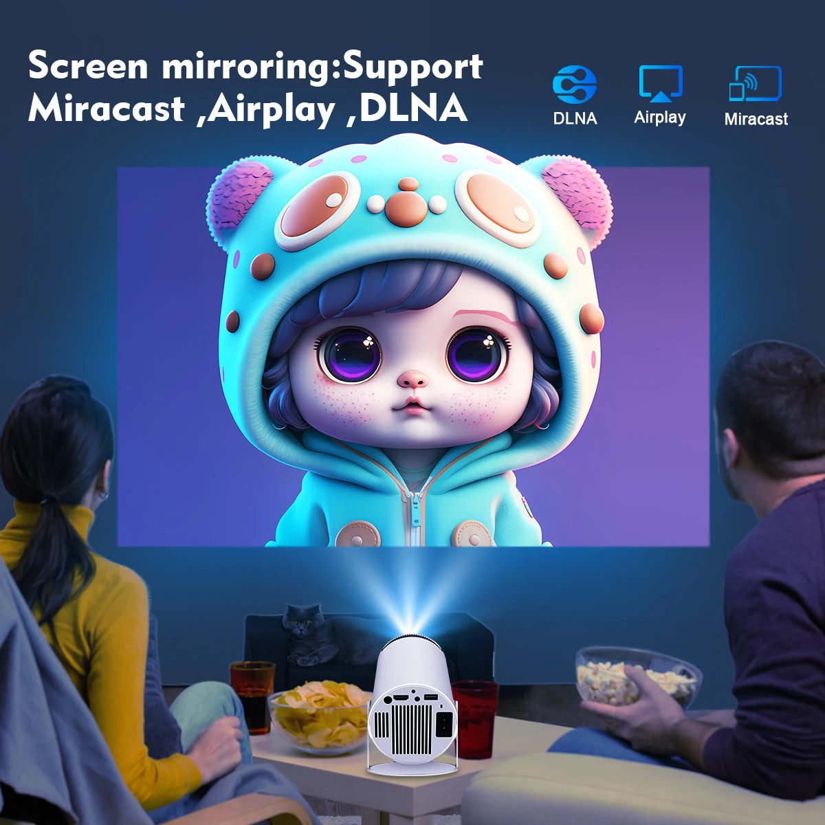 Magcubic Vidéo Projecteur Android 11 Dual Wifi6 260ANSI BT5.0 1080P 1280*720P HY300PRO Blanc