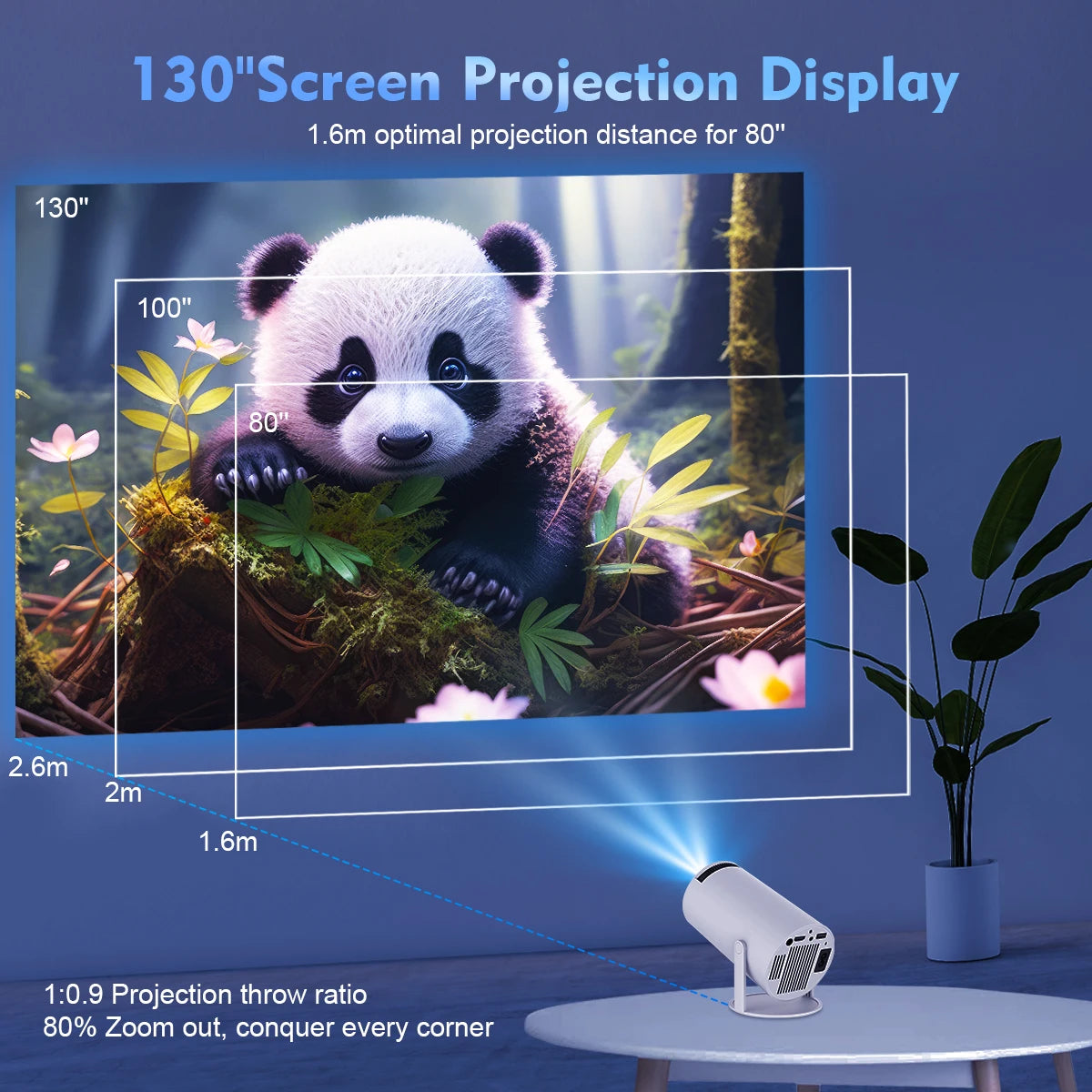 Magcubic Vidéo Projecteur Android 11 Dual Wifi6 260ANSI BT5.0 1080P 1280*720P HY300PRO Blanc