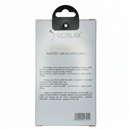 Kit Chargeur et câble Type-C 1m MBX 2A noir