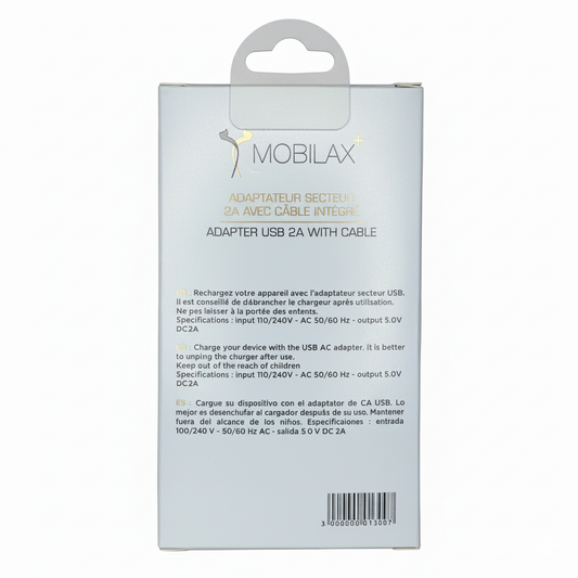 Kit Chargeur et câble Type-C 1m MBX 2A blanc