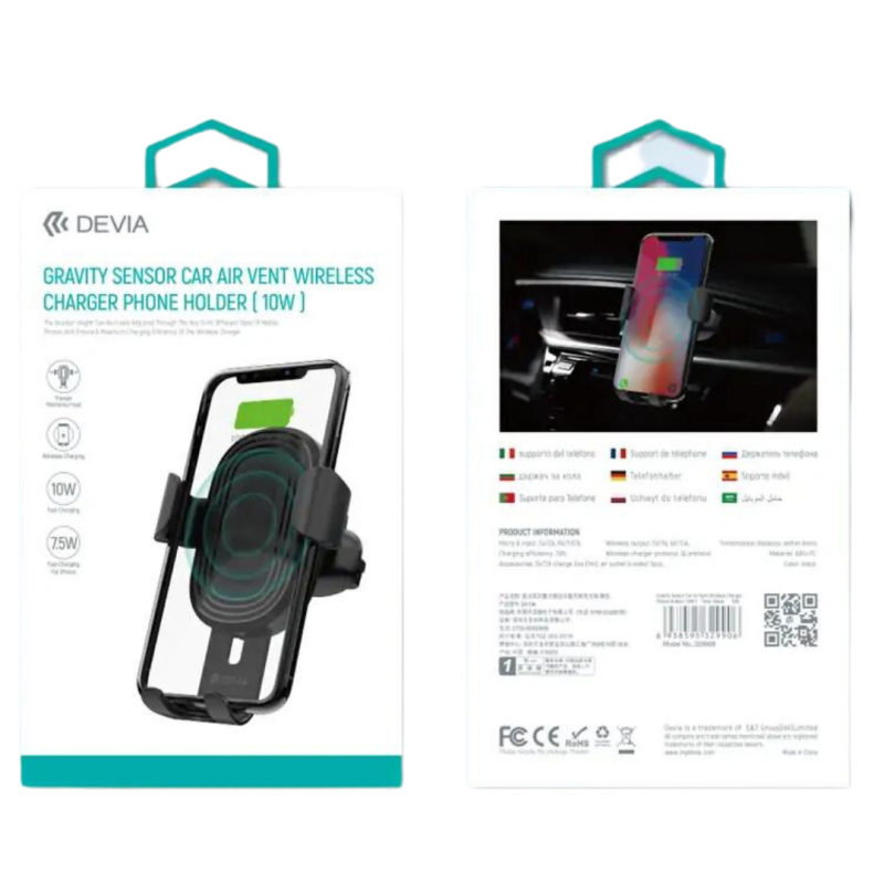 Support chargeur 10W induction QI verrouillage par gravité DEVIA