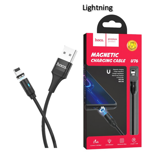 Câble Lightning Magnétique 1,2M Hoco U76 noir