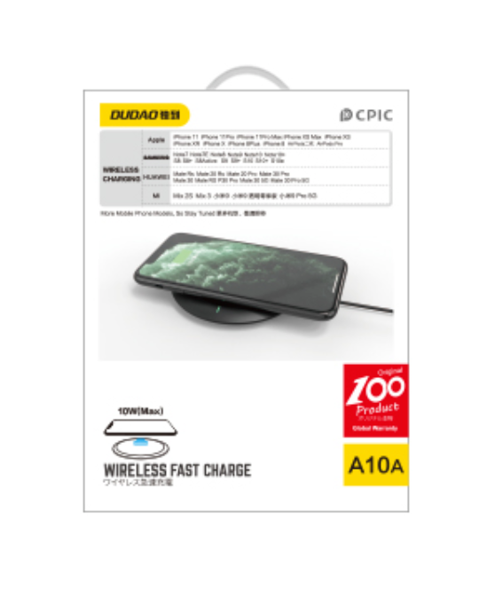 Chargeur induction 10W sans fil Dudao A10A noir