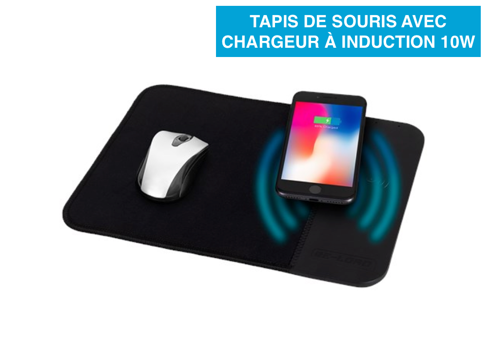 Tapis de souris avec chargeur à induction intégré 10W noir