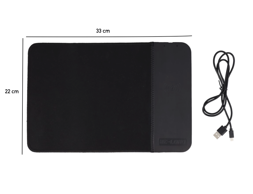 Tapis de souris avec chargeur à induction intégré 10W noir