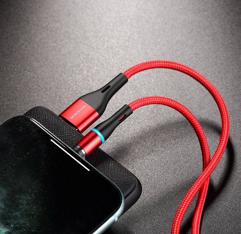 Câble Lightning Magnétique 1,2M Borofone BU16 rouge