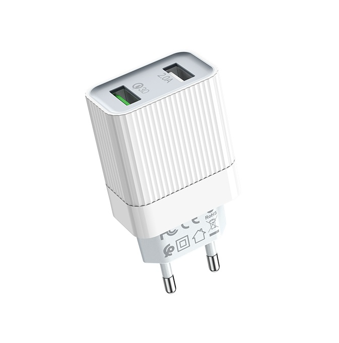 Chargeur Secteur Blanc QC3.0 + câble Lightning 1m Borofone (BA39A)