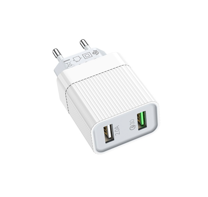 Chargeur Secteur Blanc QC3.0 + câble Lightning 1m Borofone (BA39A)
