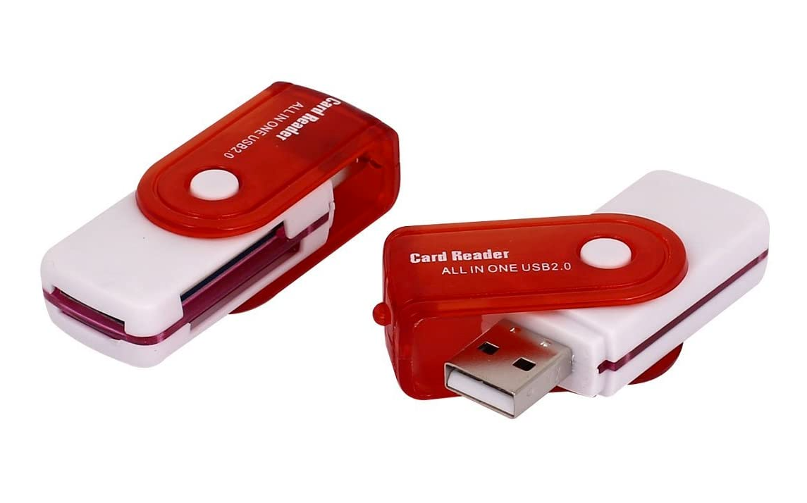 Lecteur de carte mémoire USB 2.0 4en1 ( SD / SDHC,Micro SD, MS / MS DUO, M2) - CR02 rouge