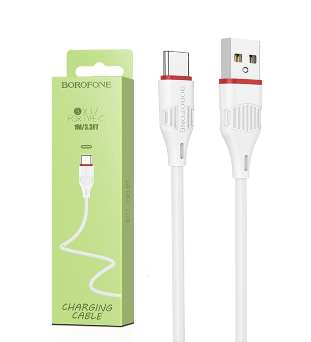 Câble USB-C 3A borofone blanc 1m BX17