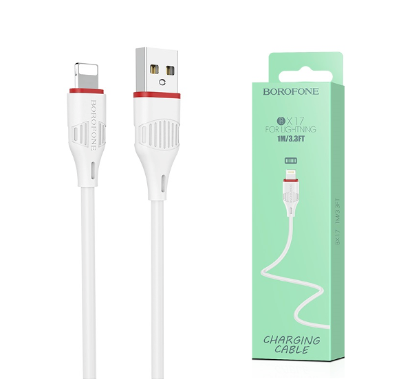 Câble Lightning 2.4A borofone blanc 1m BX17