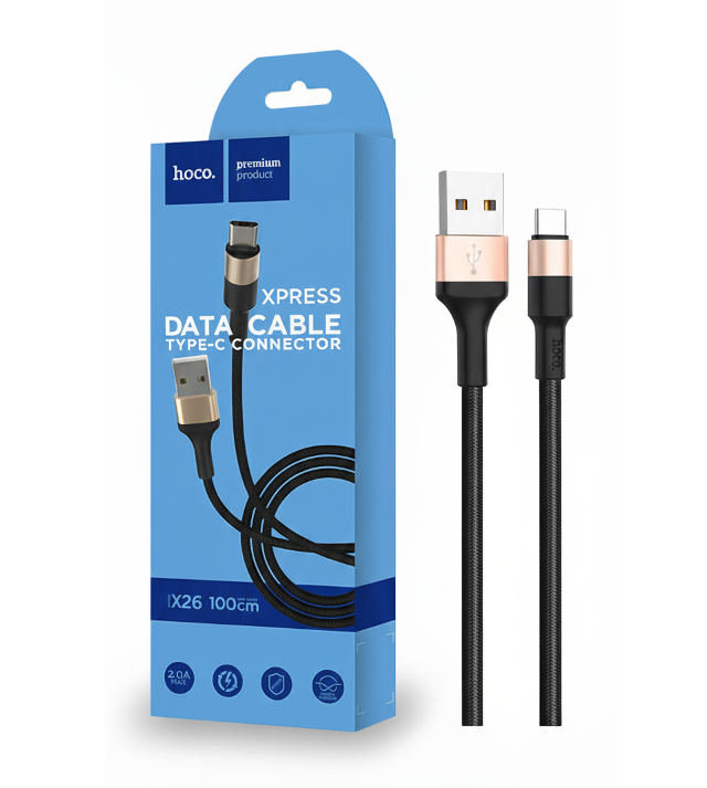Câble USB-C Hoco X26 noir/doré 1m