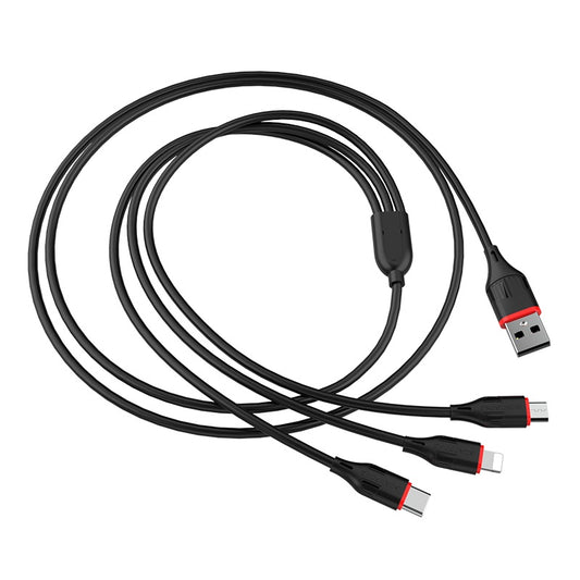 Câble 3en1 Borofone BX17 noir - Lightning - Type-C - Micro USB 1M