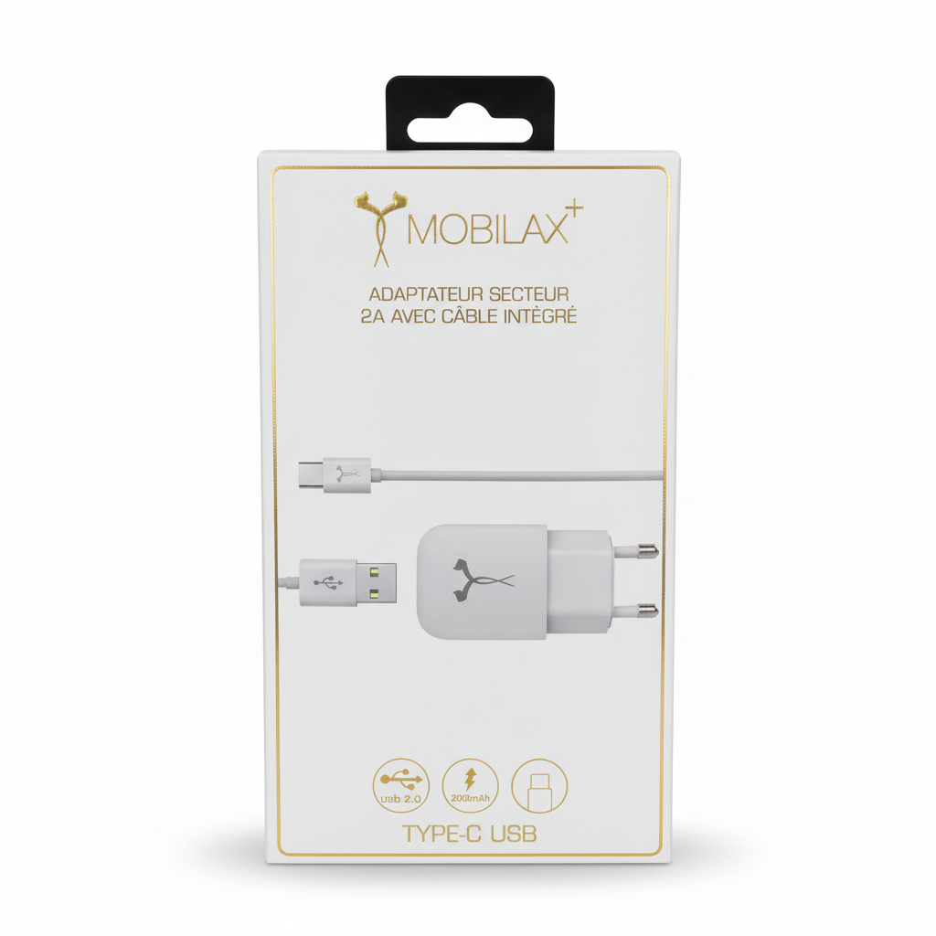 Kit Chargeur et câble Type-C 1m MBX 2A blanc