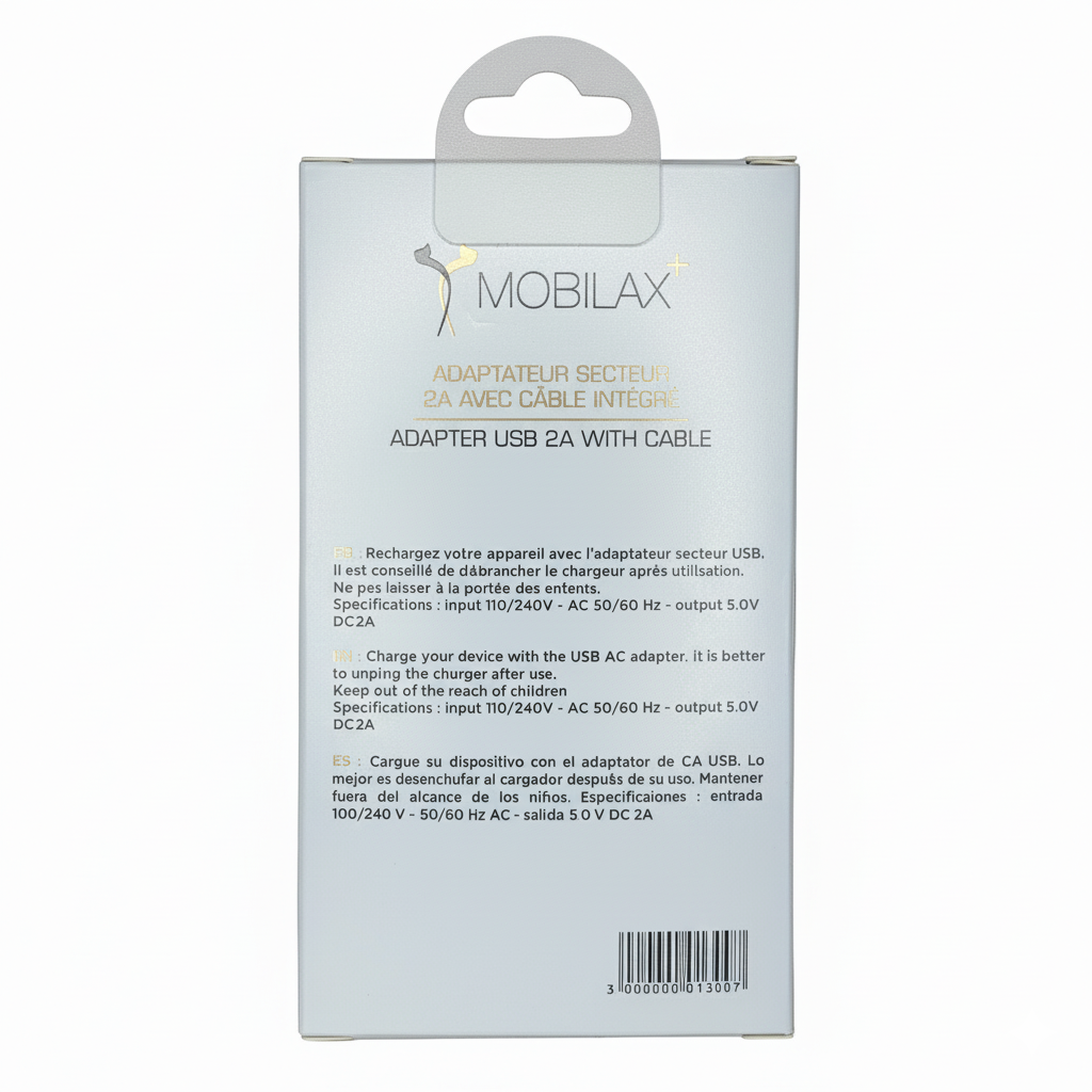 Kit Chargeur et câble Type-C 1m MBX 2A blanc
