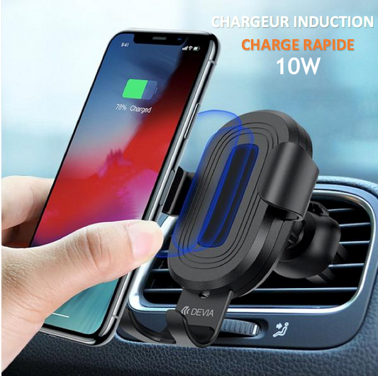 Support chargeur 10W induction QI verrouillage par gravité DEVIA