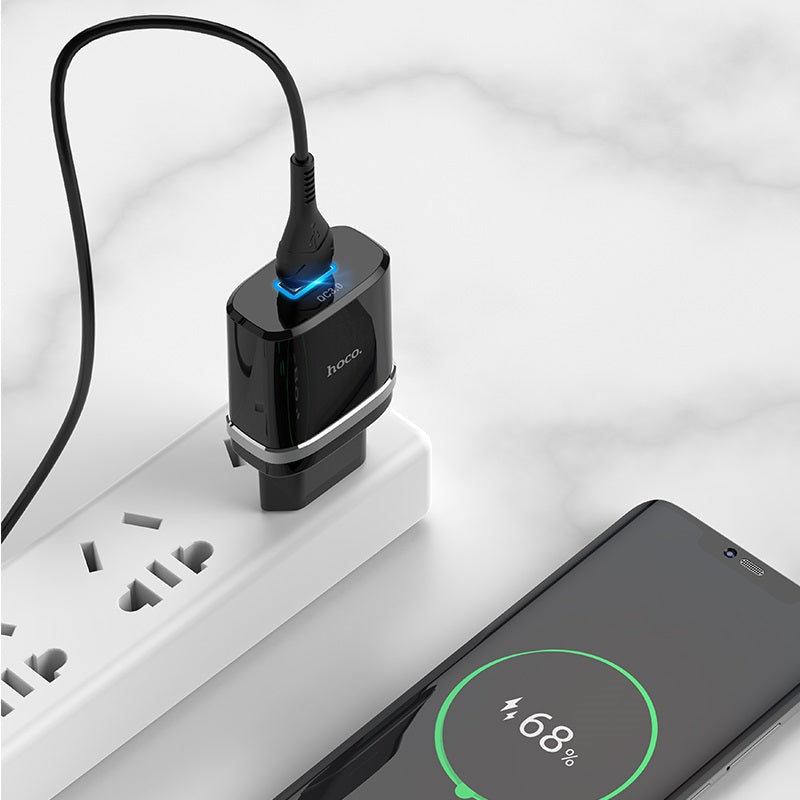 Chargeur secteur 18W USB 3.0 Quick Charge hoco C12Q noir