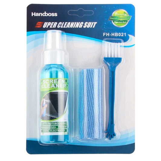 Kit de Nettoyage pour écrans (nettoyant 80ml+ chiffon microfibre + brossette)