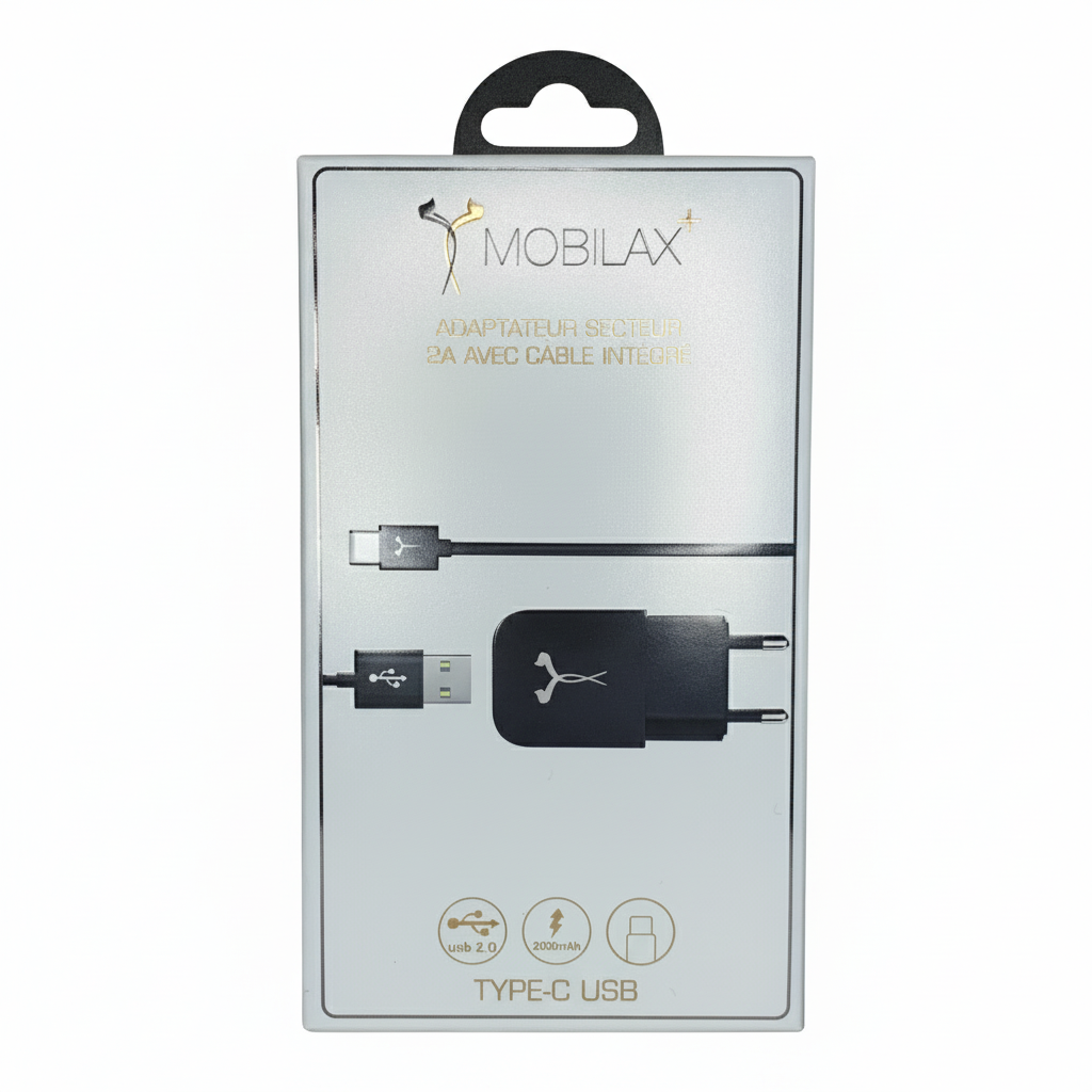 Kit Chargeur et câble Type-C 1m MBX 2A noir